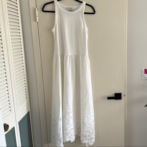 Cos White Sleeveless Dress with Lace Hem